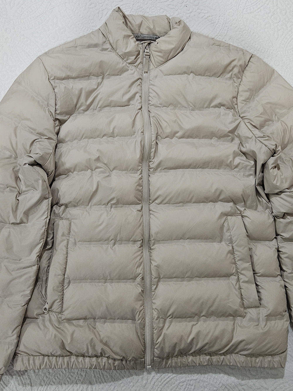 Zara Beige Quilted Puffer Jacket